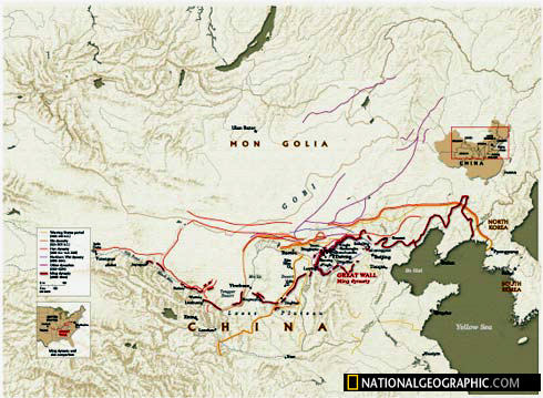 Map of China Great Wall, made by Nationalgeographic.com